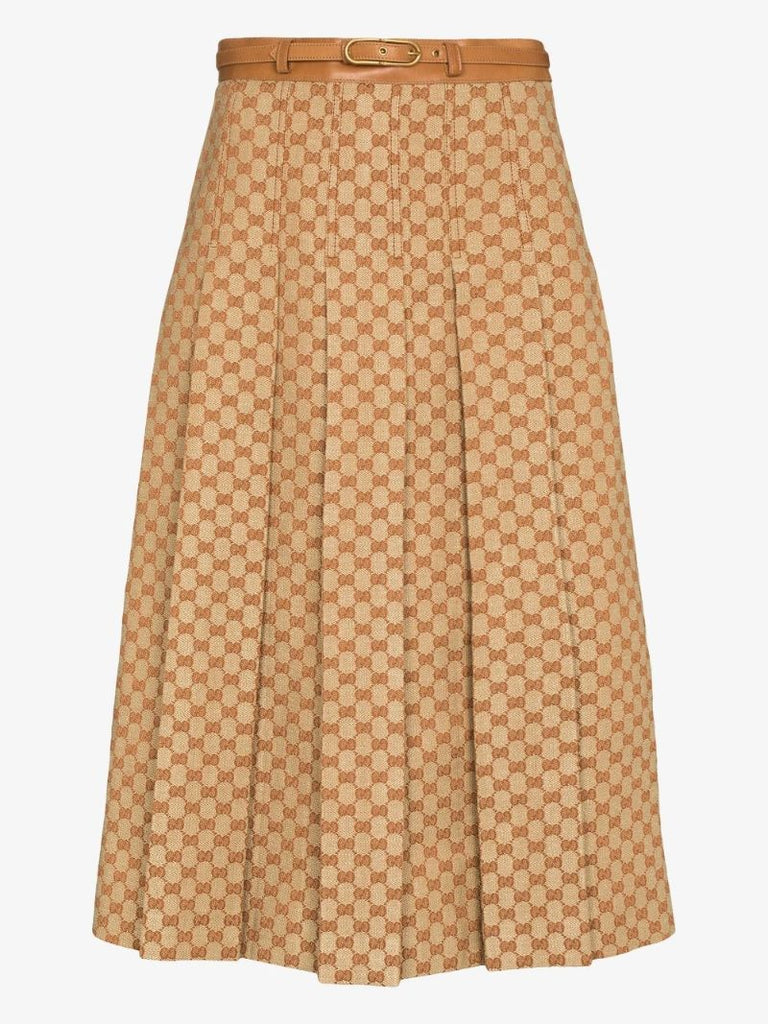 Gg Pleated Midi Skirt
