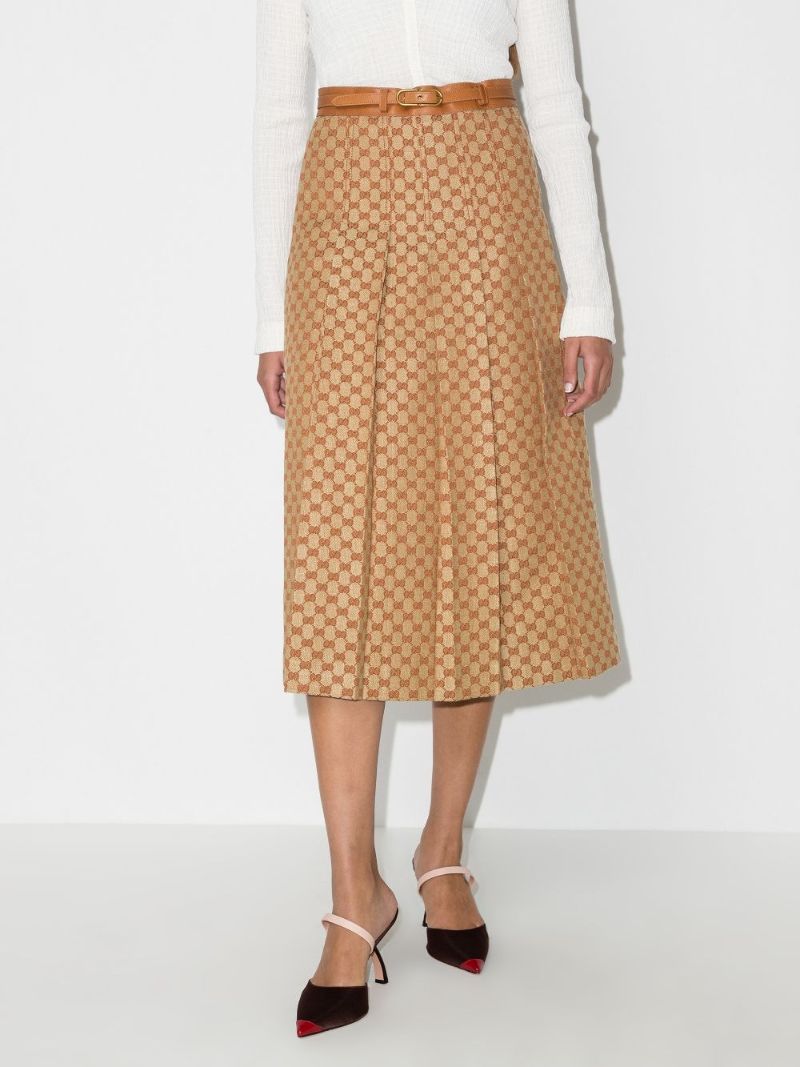 Gg Pleated Midi Skirt