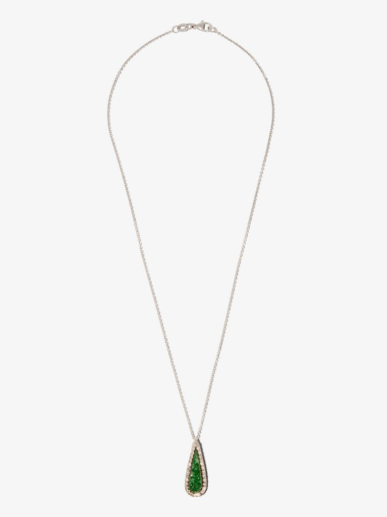 18k White Gold Garnet and Diamond Pendant Necklace