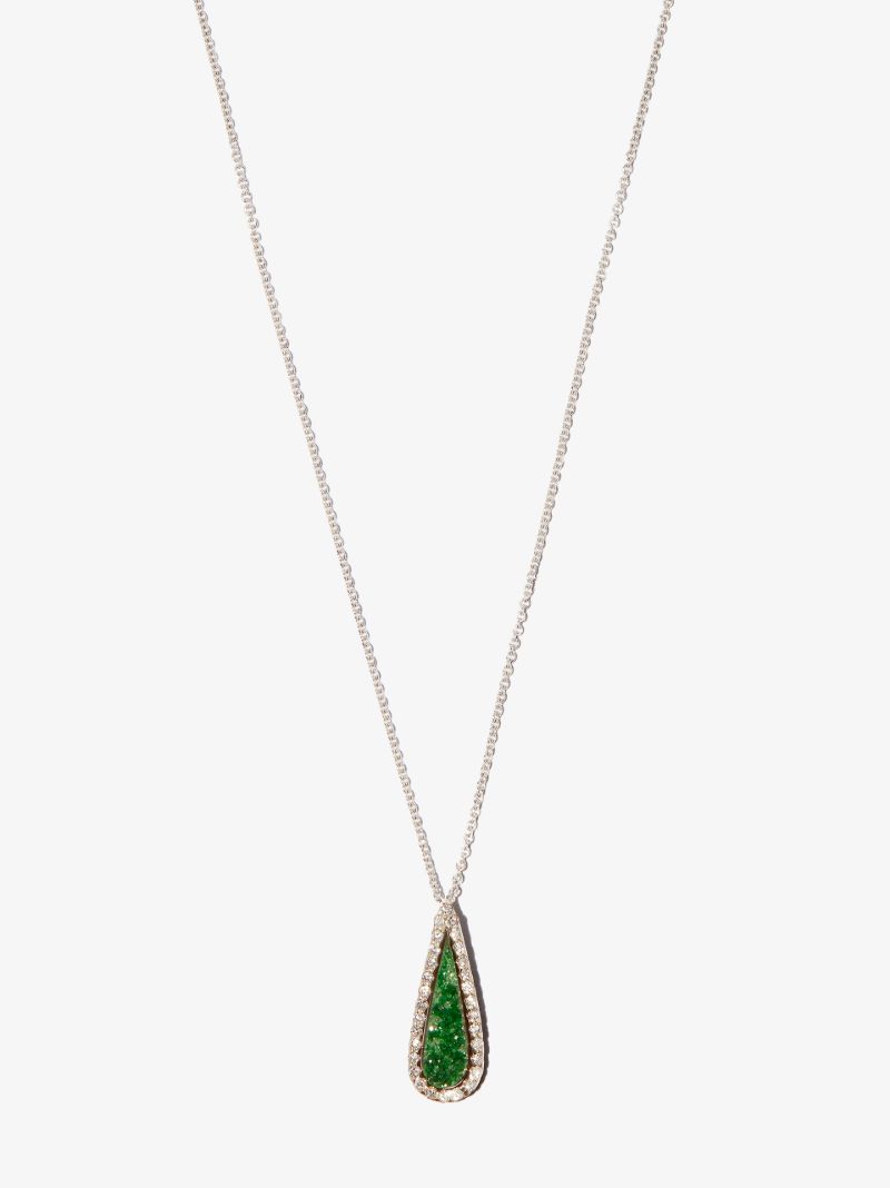 18k White Gold Garnet and Diamond Pendant Necklace