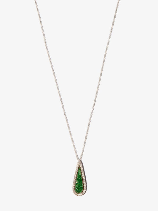 18k White Gold Garnet and Diamond Pendant Necklace