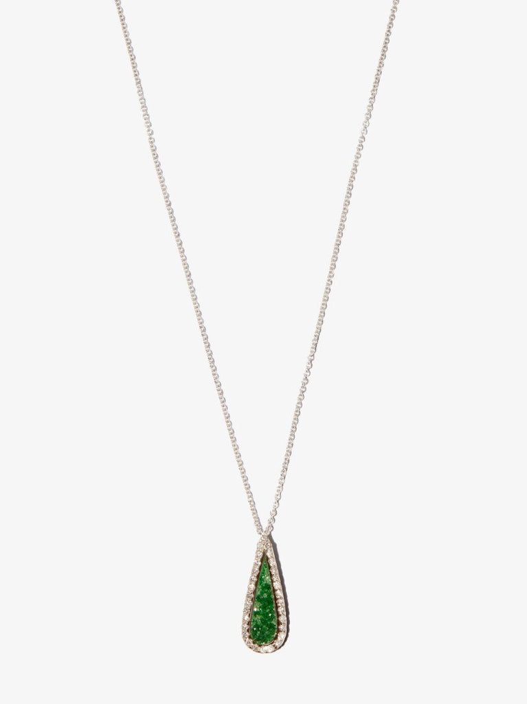 18k White Gold Garnet and Diamond Pendant Necklace