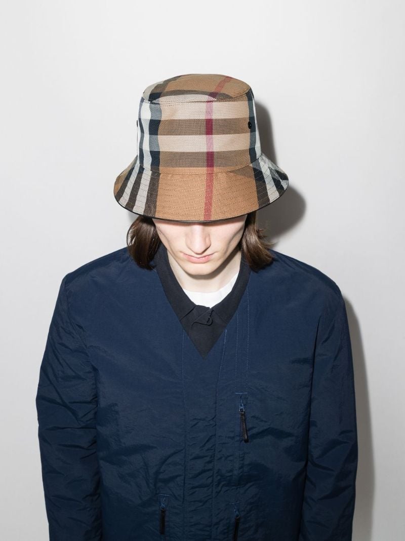Brown House Check Cotton Canvas Bucket Hat