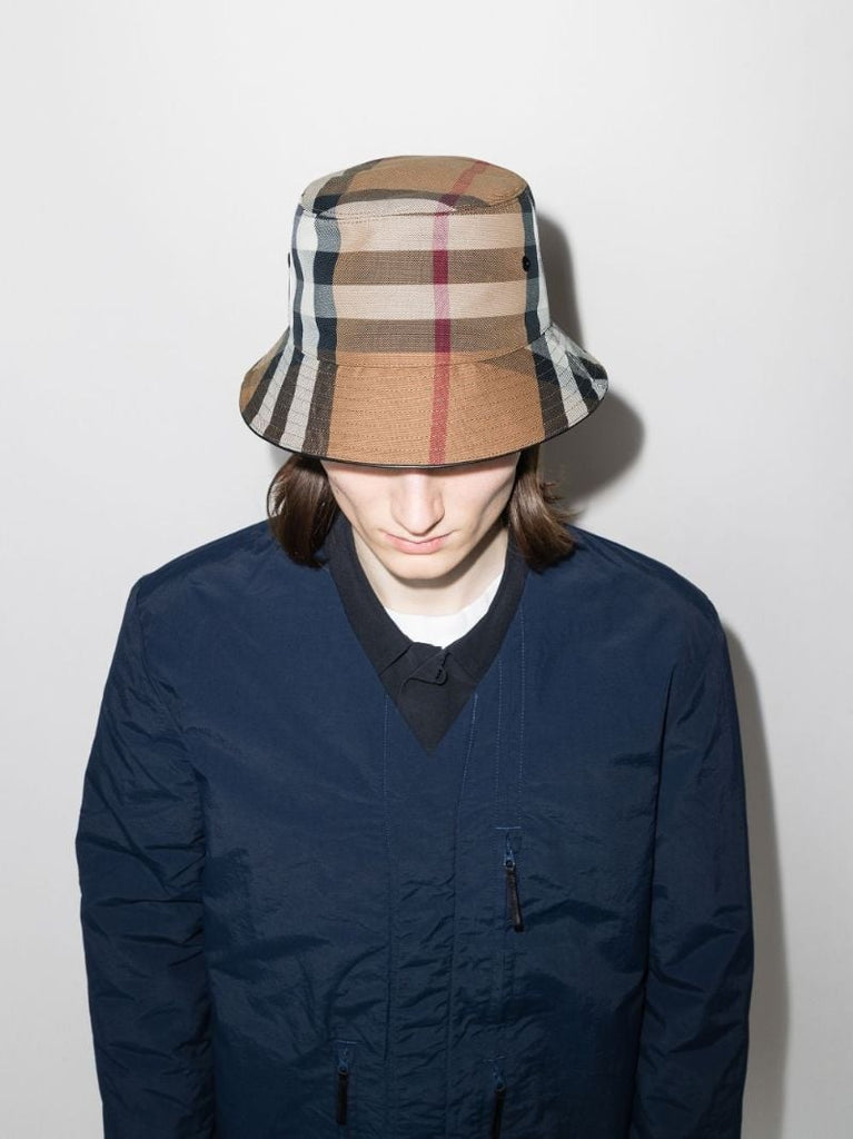 Brown House Check Cotton Canvas Bucket Hat