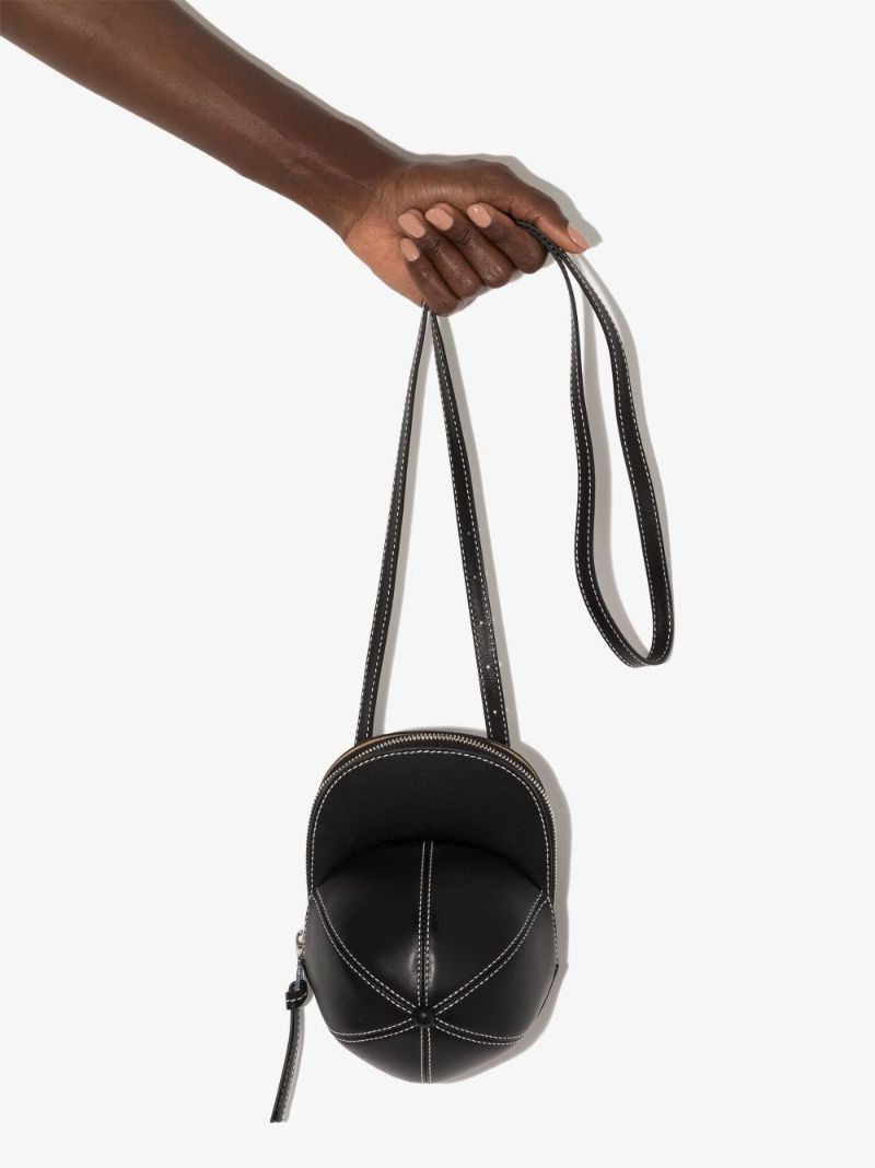 Black Midi Cap Leather Mini Bag
