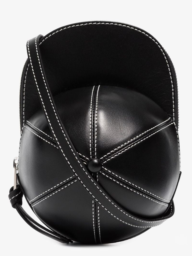 Black Midi Cap Leather Mini Bag
