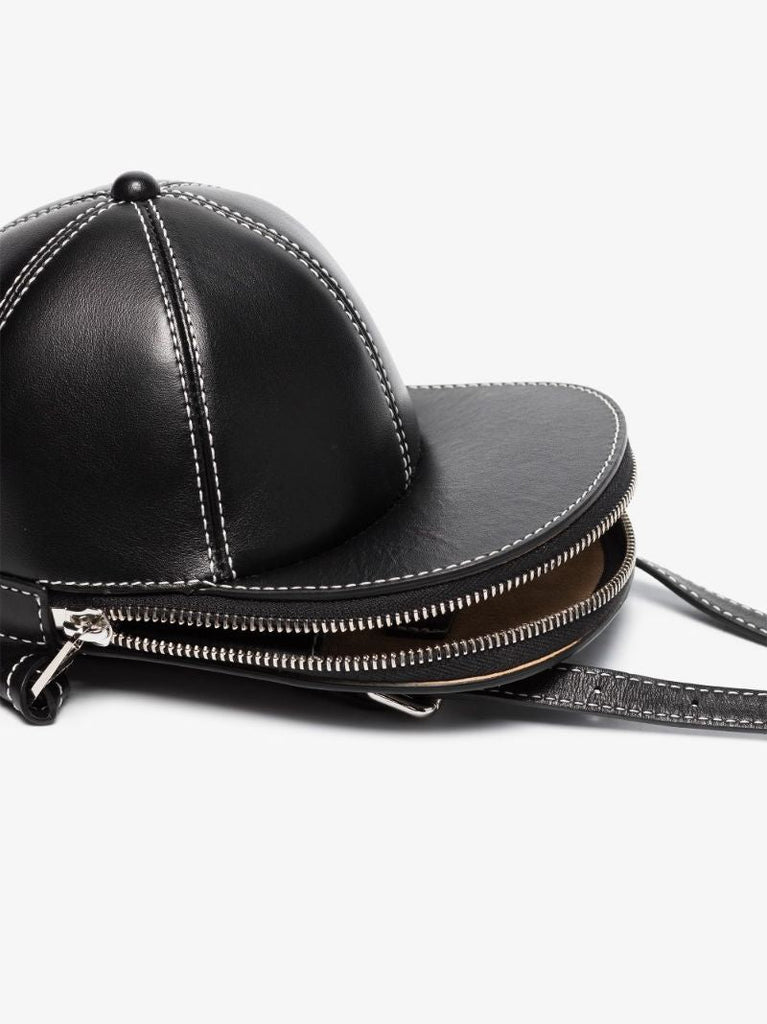 Black Midi Cap Leather Mini Bag