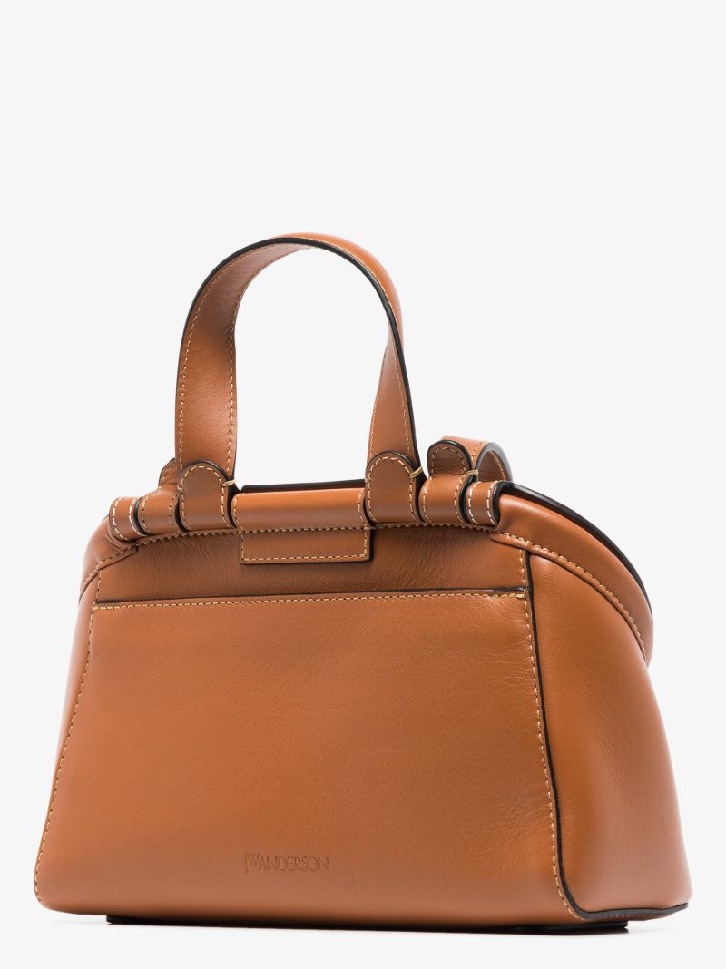 Brown Chain Lid Small Leather Shoulder Bag