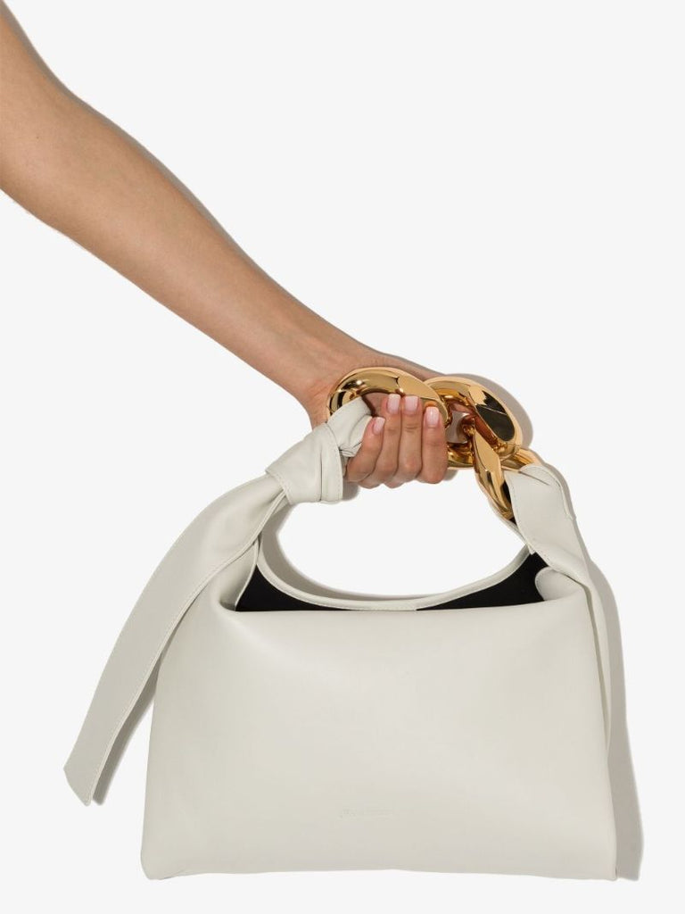 White Small Chain Leather Shoulder Bag