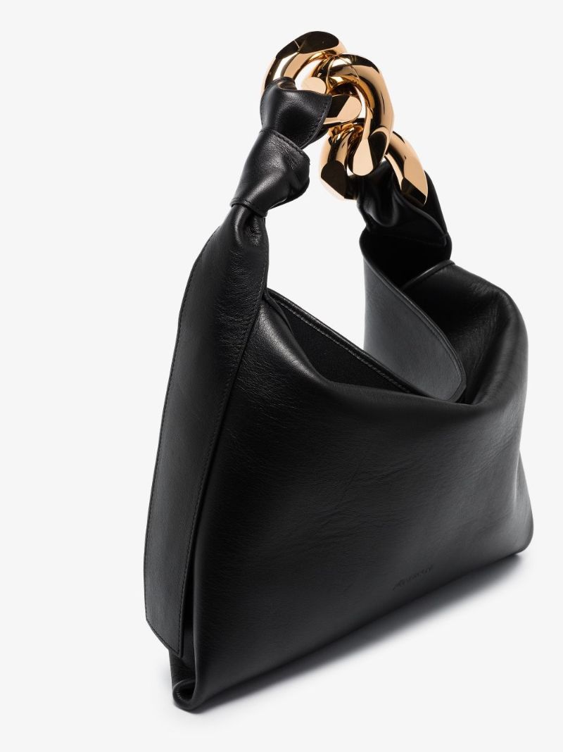 Black Chain Hobo Small Leather Tote Bag