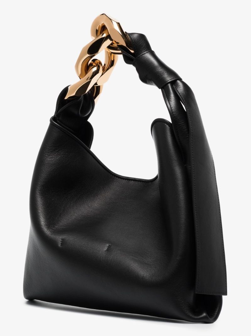 Black Chain Hobo Small Leather Tote Bag