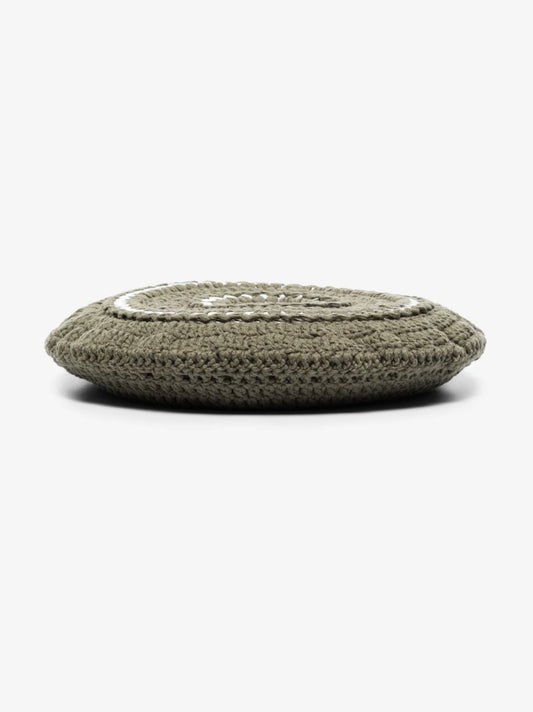 Green Embellished Crochet Beret