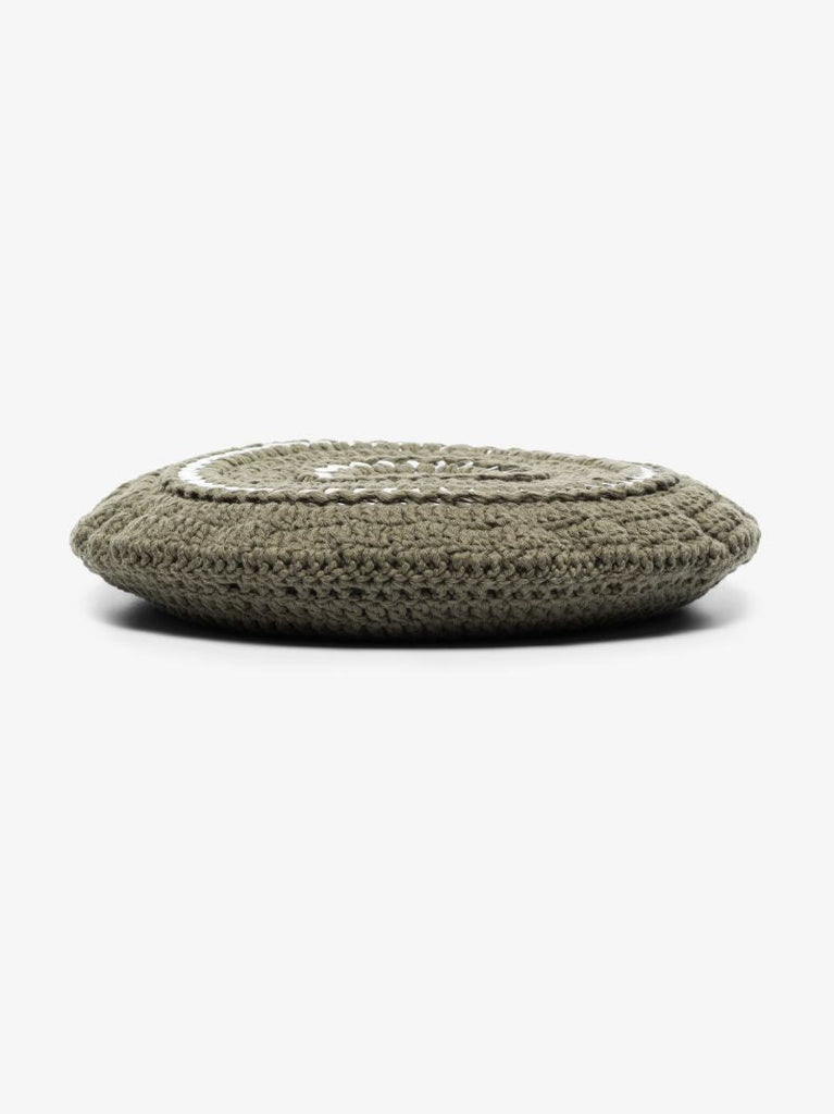 Green Embellished Crochet Beret