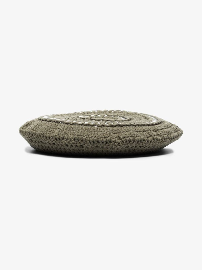 Green Embellished Crochet Beret