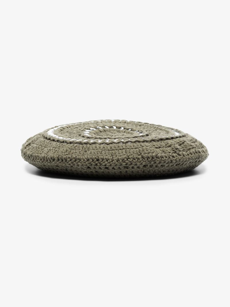 Green Embellished Crochet Beret