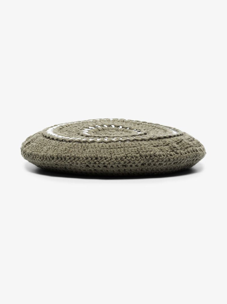 Green Embellished Crochet Beret