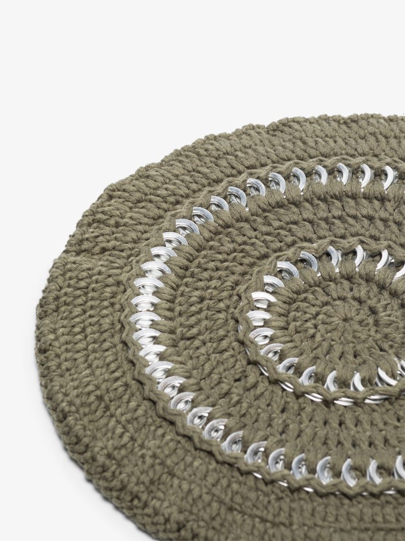 Green Embellished Crochet Beret