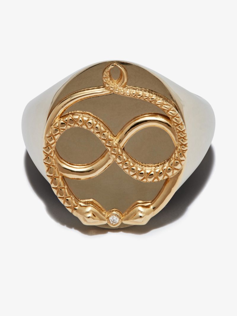 18k Yellow Gold Gemini Diamond Signet Ring