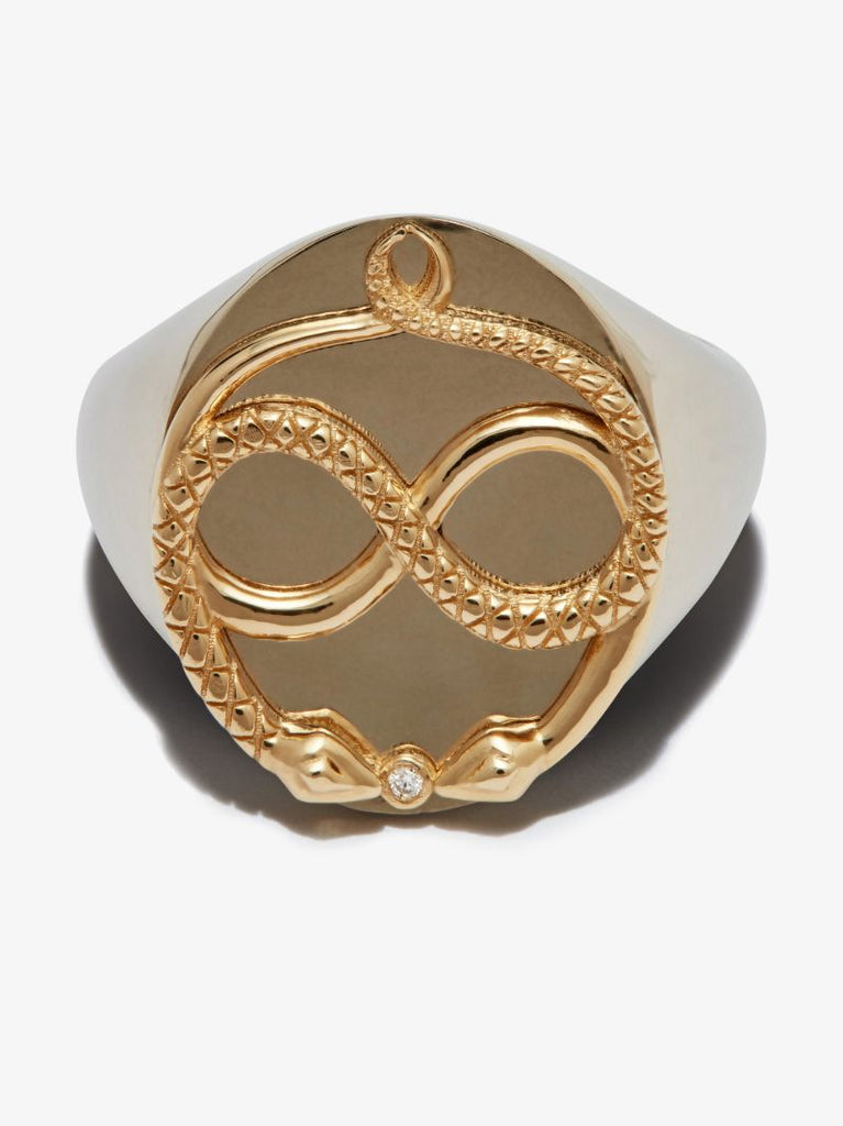 18k Yellow Gold Gemini Diamond Signet Ring
