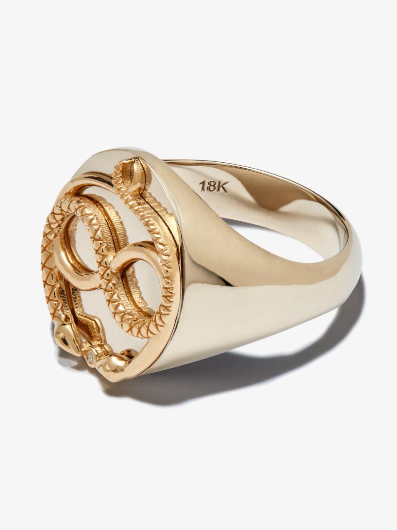 18k Yellow Gold Gemini Diamond Signet Ring