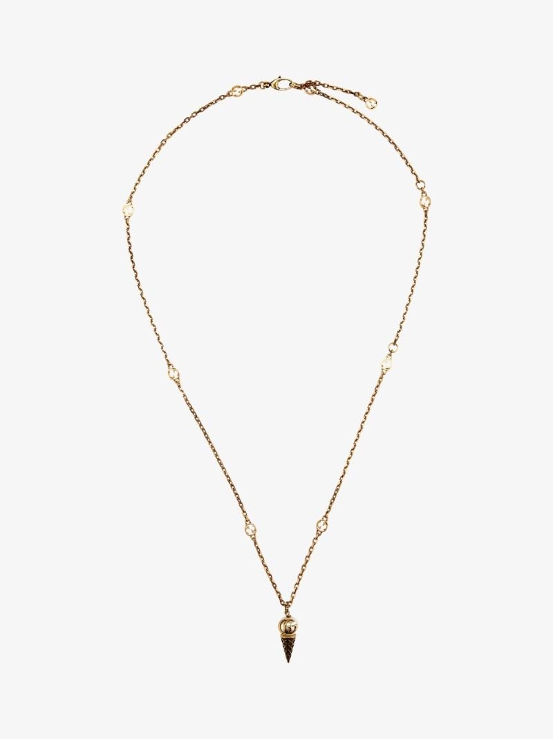 Gold Tone Gg Cone Necklace