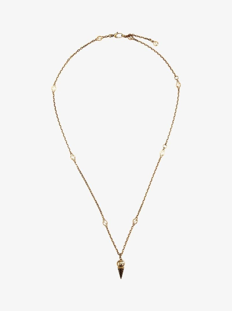 Gold Tone Gg Cone Necklace