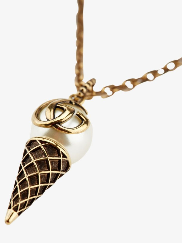 Gold Tone Gg Cone Necklace