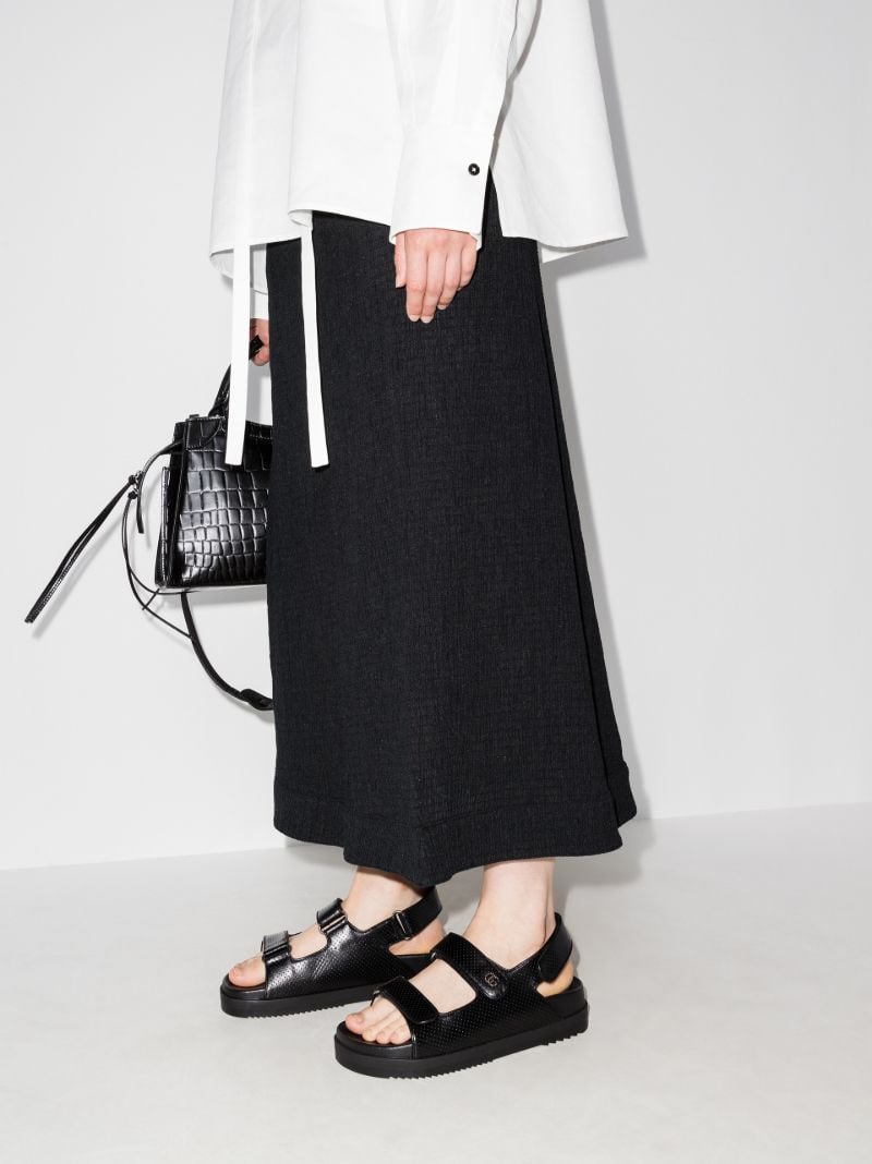 Black Double G Leather Sandals
