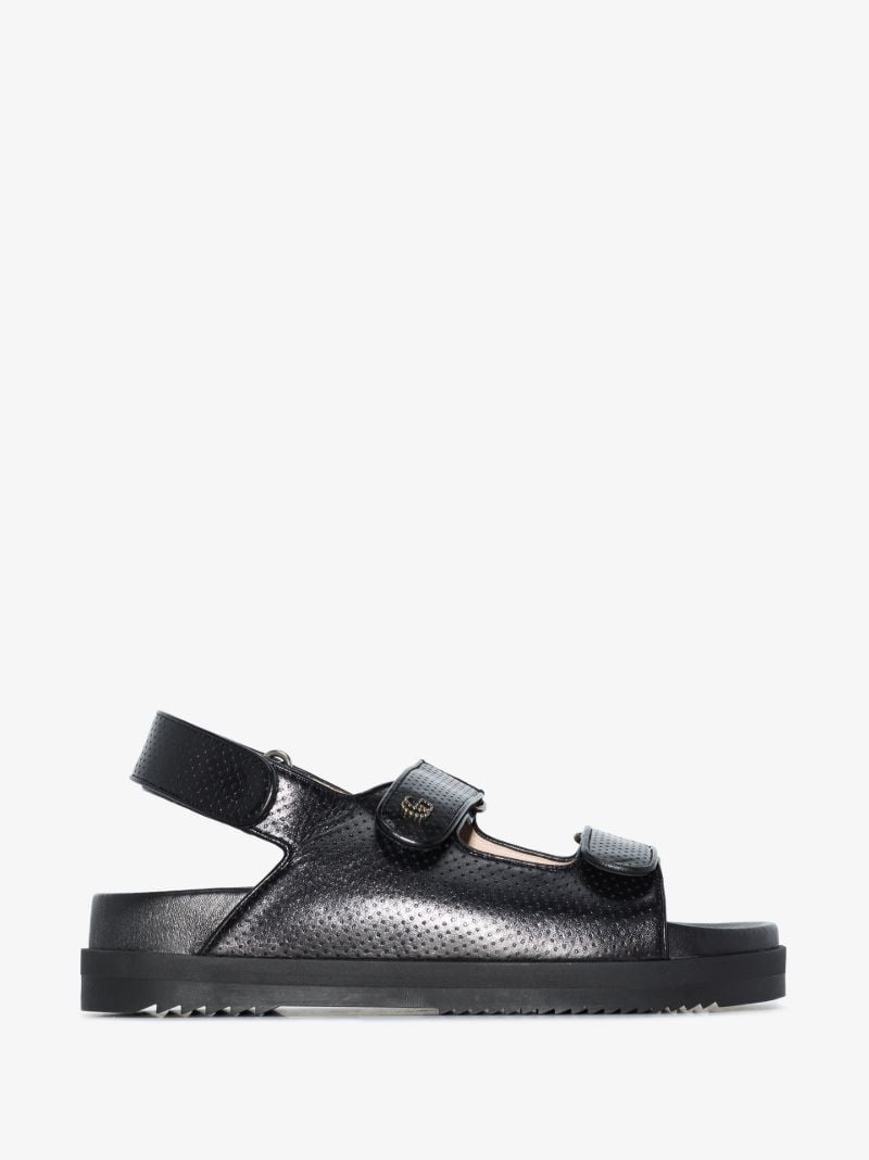 Black Double G Leather Sandals