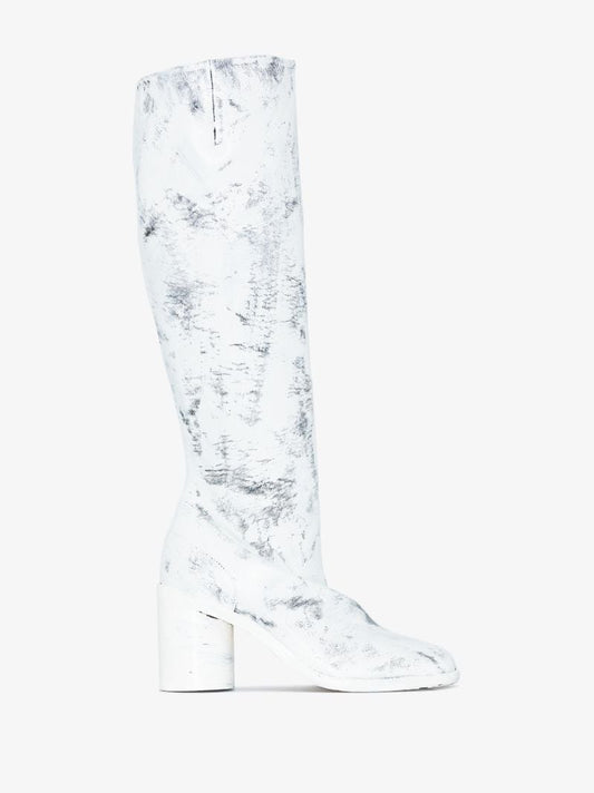 White Tabi Stivale Artisanal 90 Leather Boots