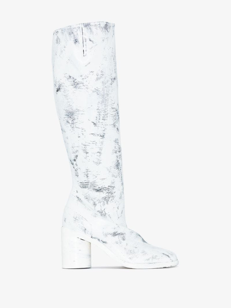 White Tabi Stivale Artisanal 90 Leather Boots