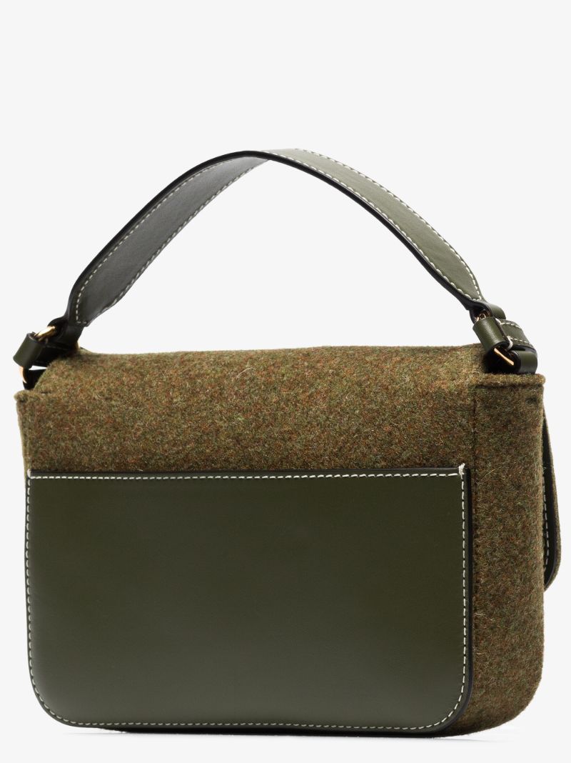 Khaki Anchor Midi Felt Shoulder Bag