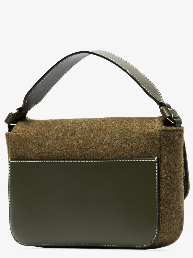 Khaki Anchor Midi Felt Shoulder Bag