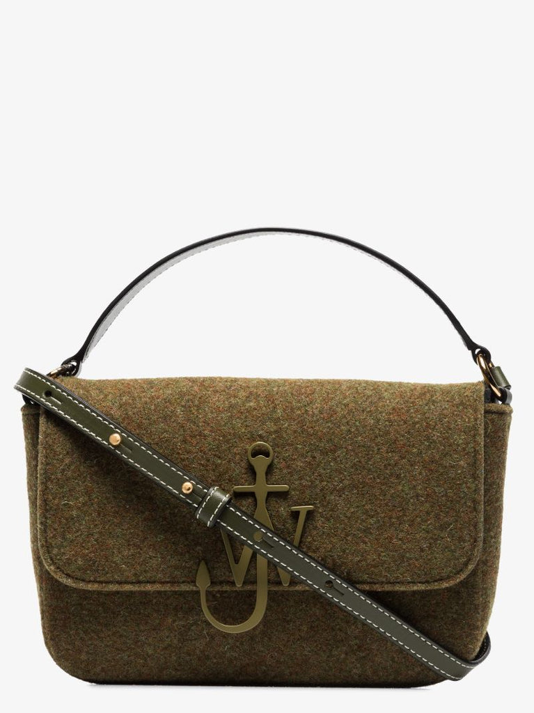 Khaki Anchor Midi Felt Shoulder Bag