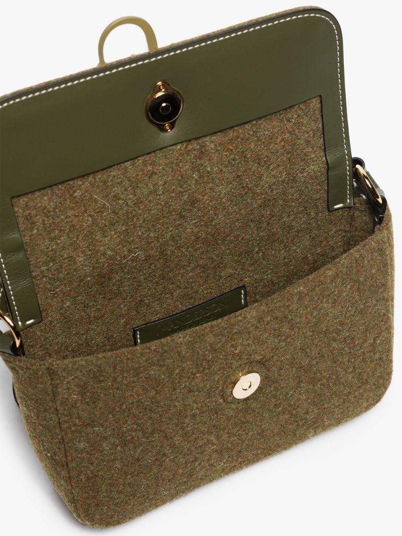 Khaki Anchor Midi Felt Shoulder Bag
