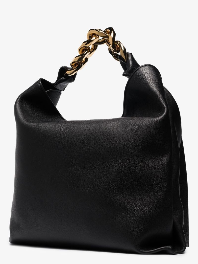 Black Chain Hobo Large Leather Tote Bag