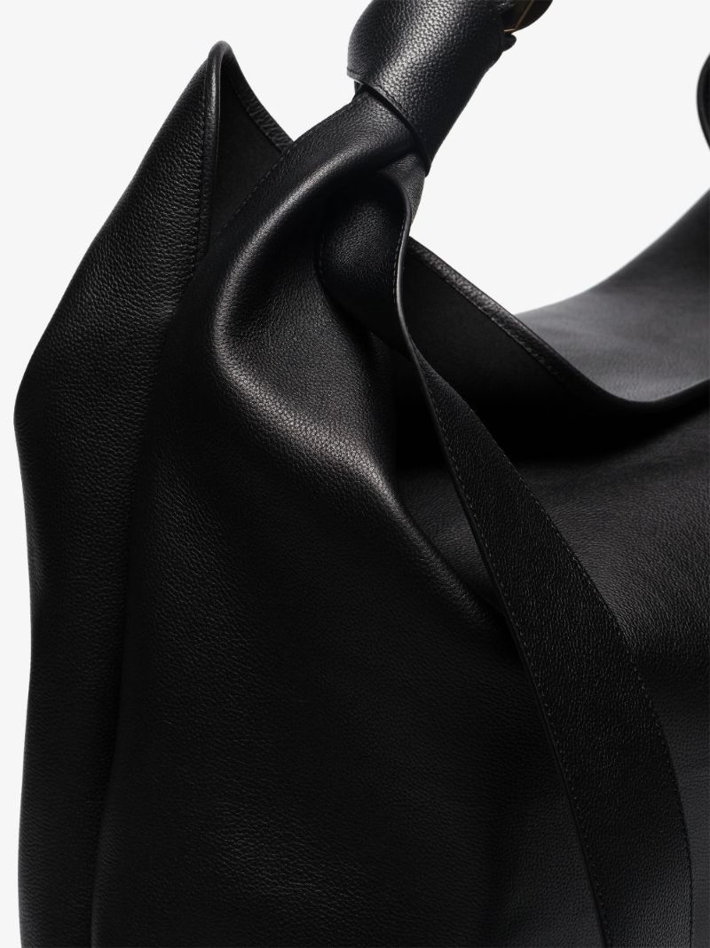 Black Chain Hobo Large Leather Tote Bag