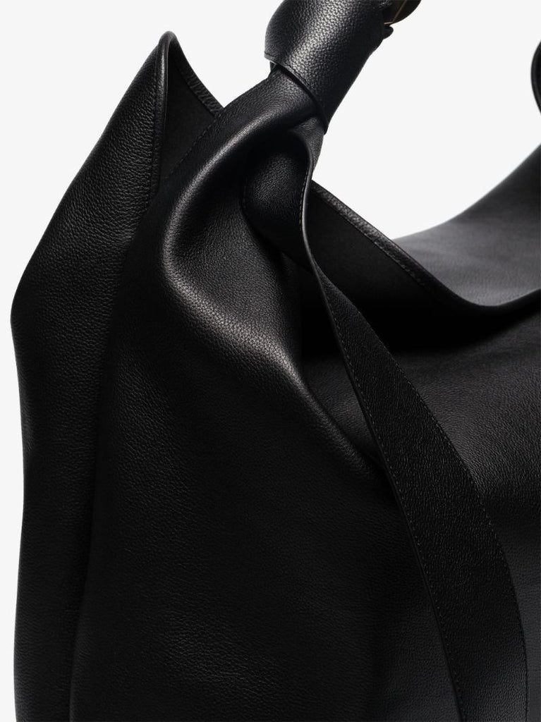 Black Chain Hobo Large Leather Tote Bag