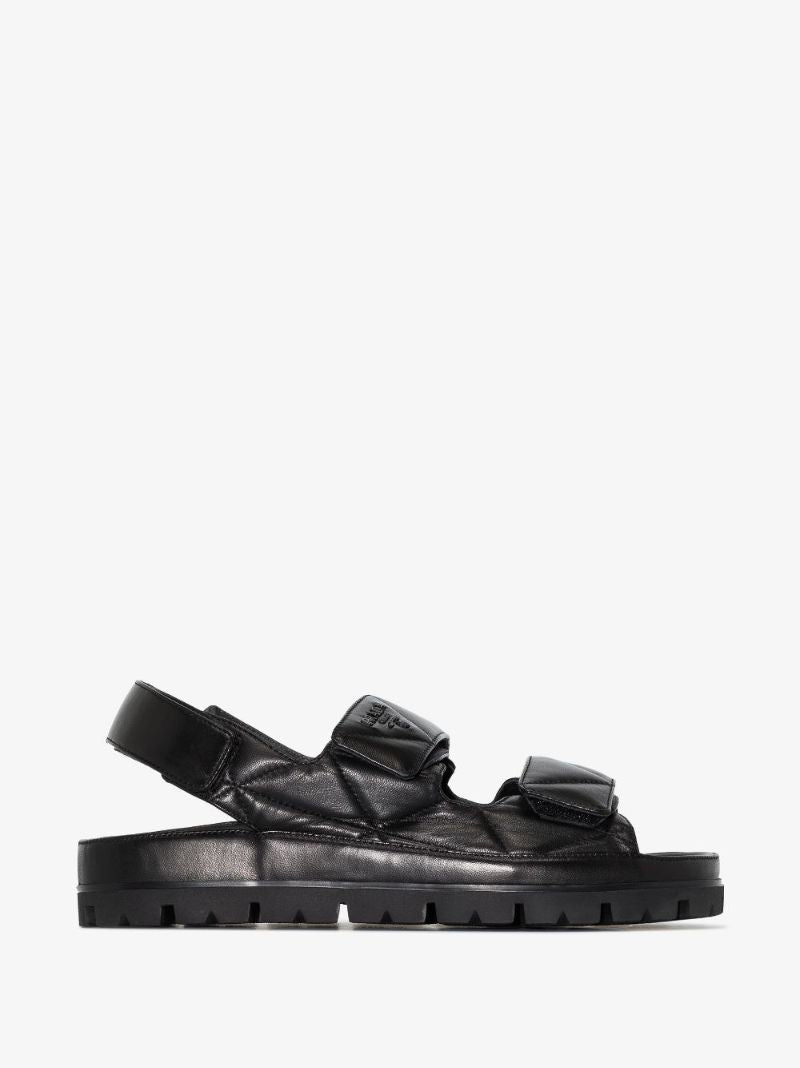 Black Quilted Leather Sandals