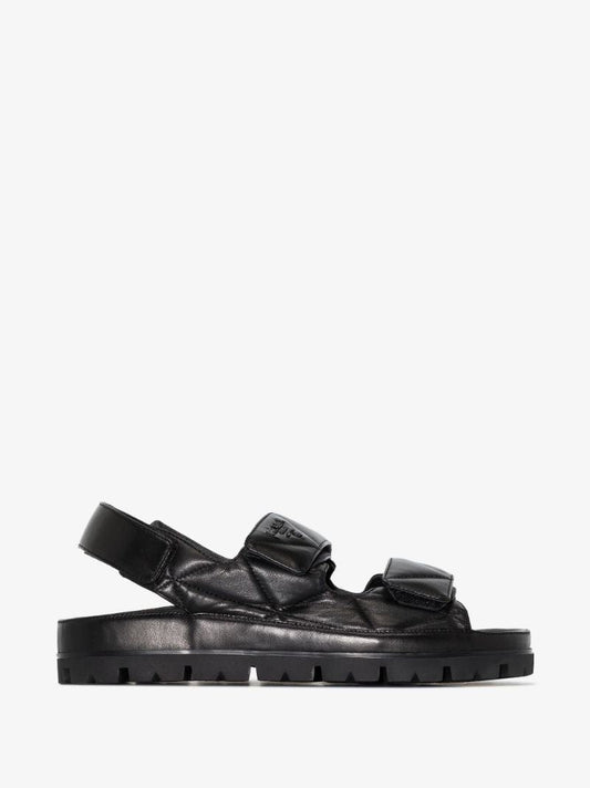 Black Quilted Leather Sandals