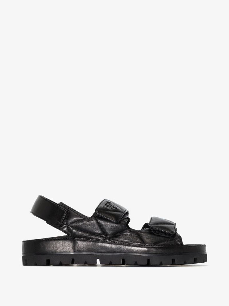Black Quilted Leather Sandals