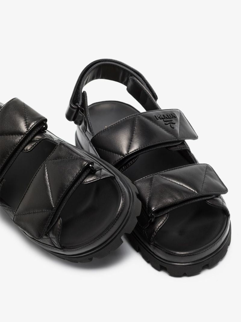 Black Quilted Leather Sandals