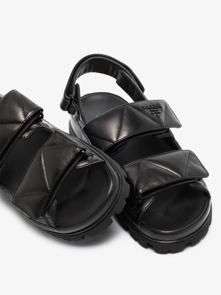 Black Quilted Leather Sandals