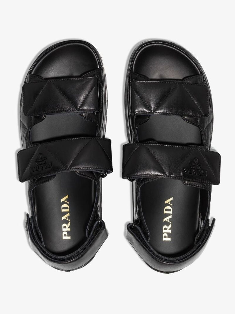 Black Quilted Leather Sandals
