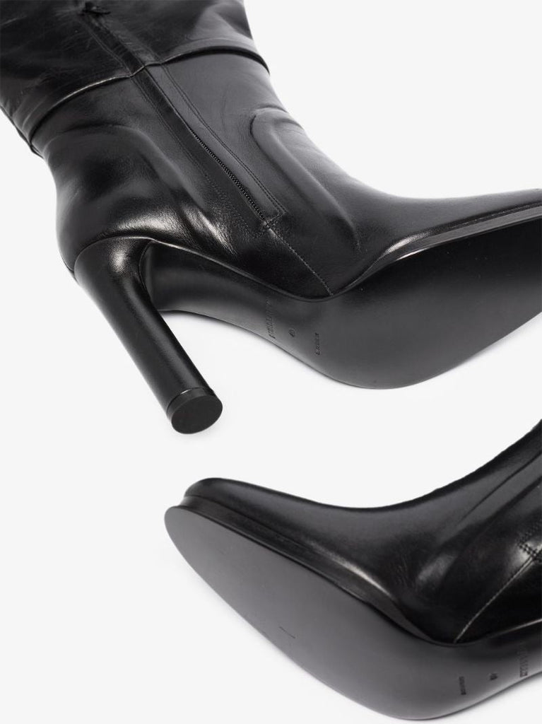 Black 110 Cutout Thigh-high Leather Boots