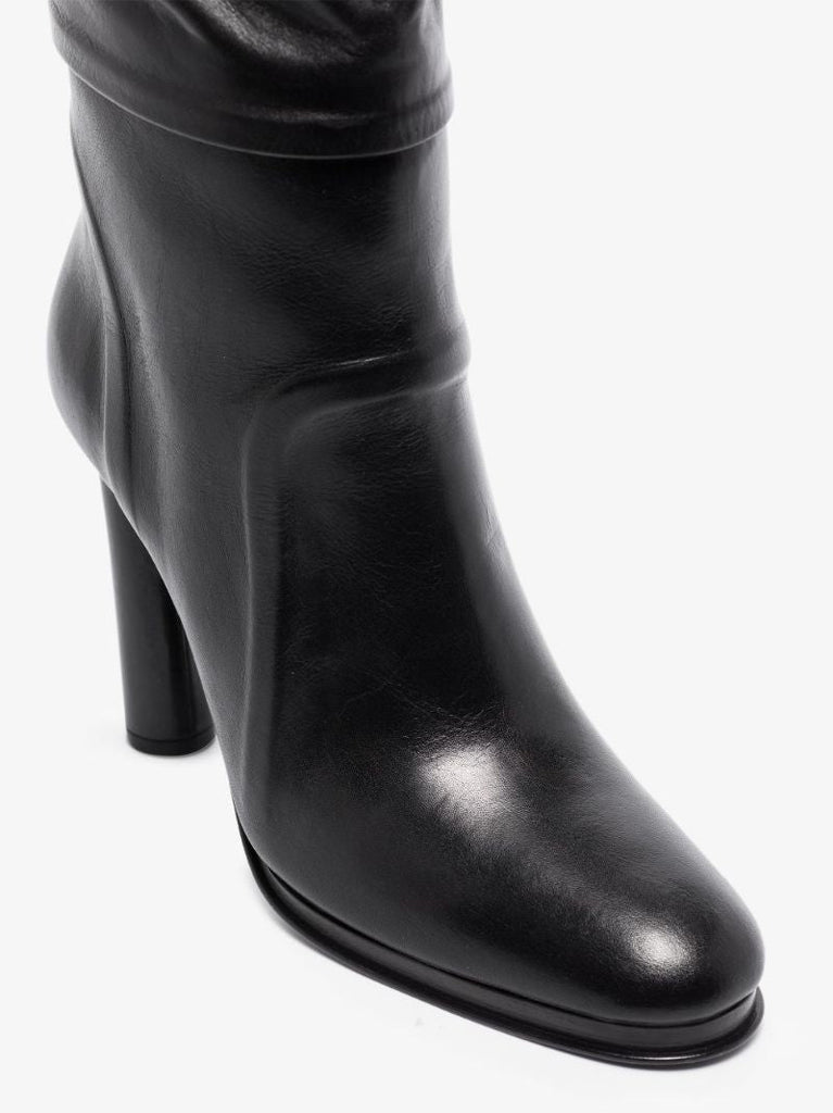 Black 110 Cutout Thigh-high Leather Boots