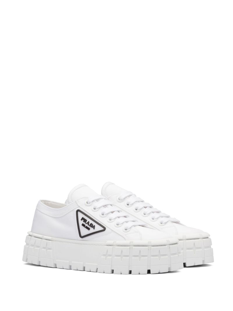 White Double Wheel Gabardine Sneakers