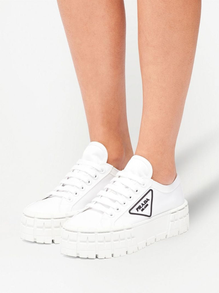 White Double Wheel Gabardine Sneakers