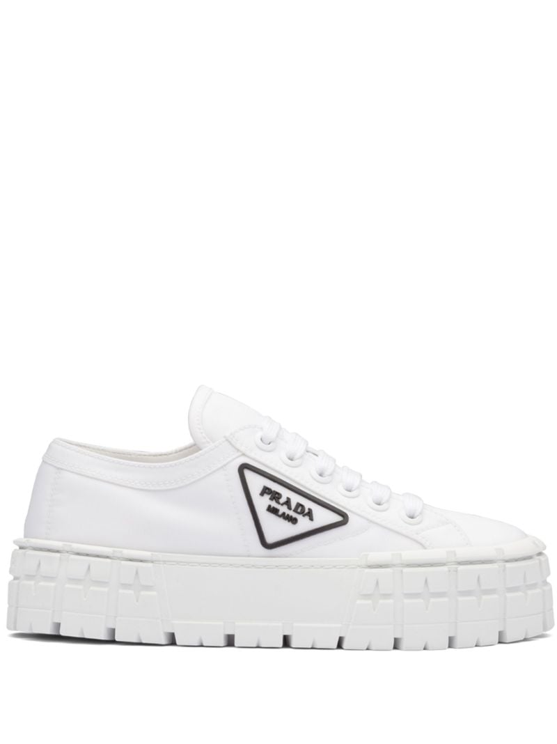 White Double Wheel Gabardine Sneakers