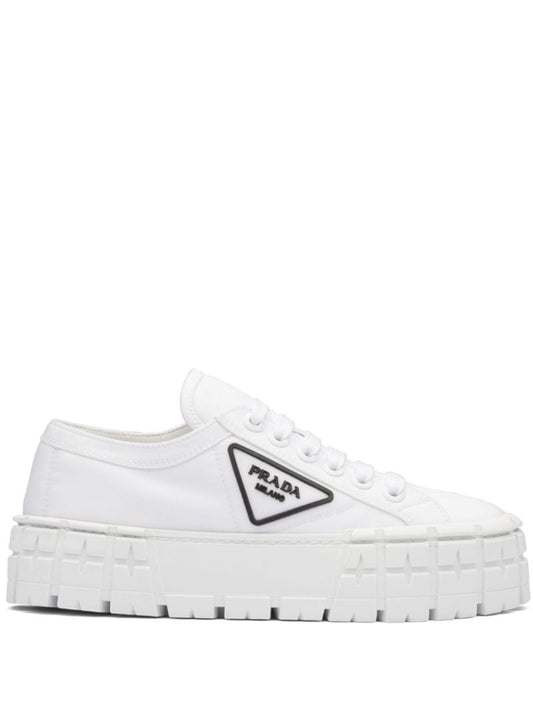 White Double Wheel Gabardine Sneakers